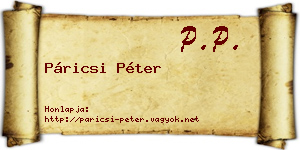 Páricsi Péter névjegykártya