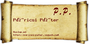 Páricsi Péter névjegykártya