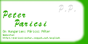 peter paricsi business card